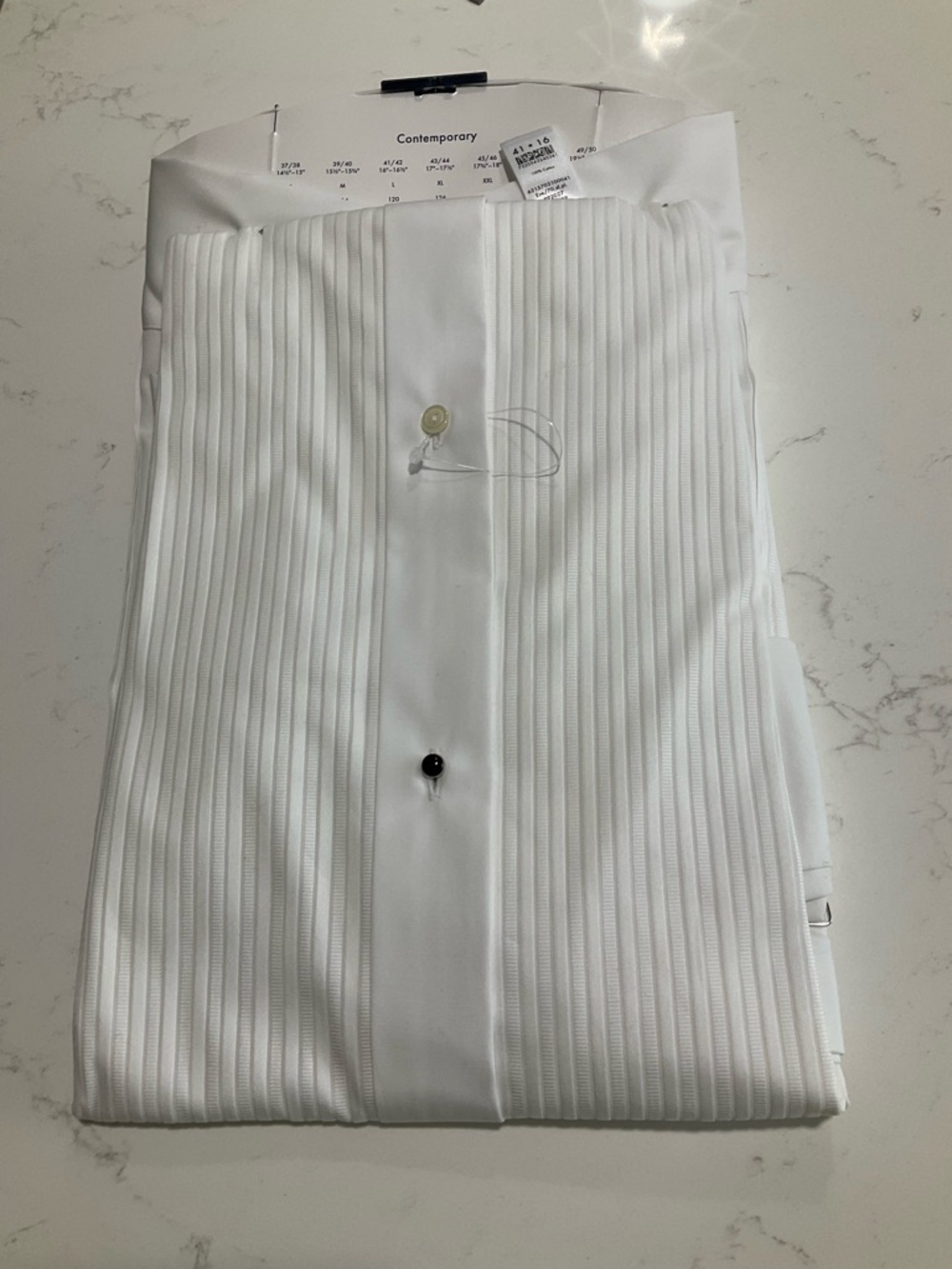 Eton Contemporary White Pleated Tuxedo Shirt 41/16 NWT French Cuff Formal - Picture 2 of 5